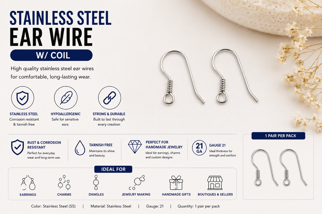 Stainless Steel Ear Wires - Coil
