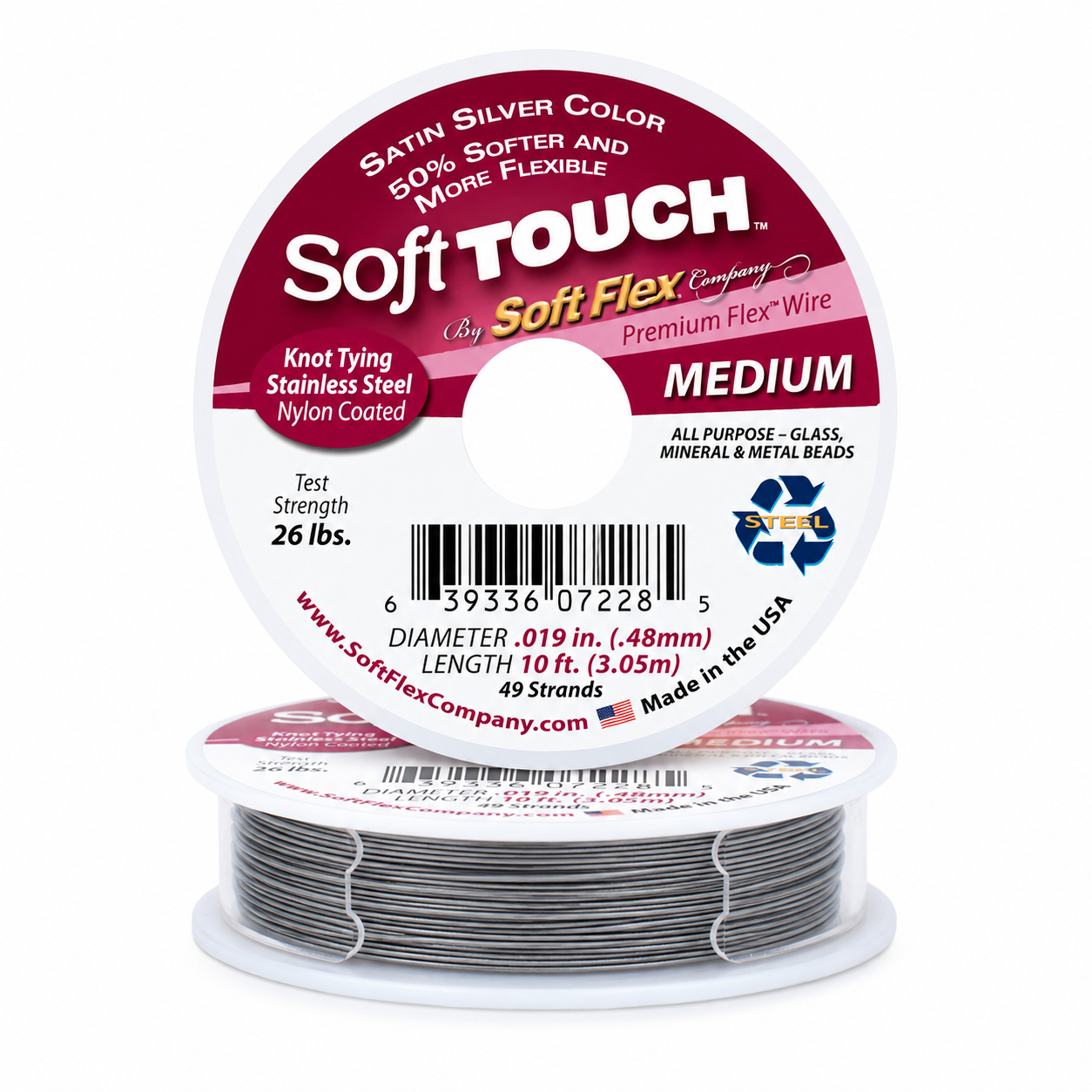 Soft Touch Satin Silver Beading Wire - 10ft