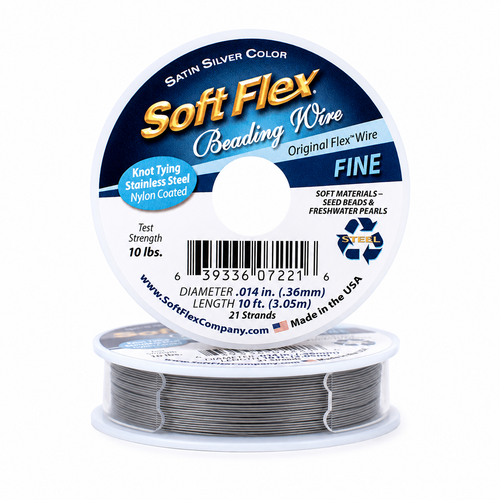 Soft Flex Satin Silver Beading Wire - 10ft