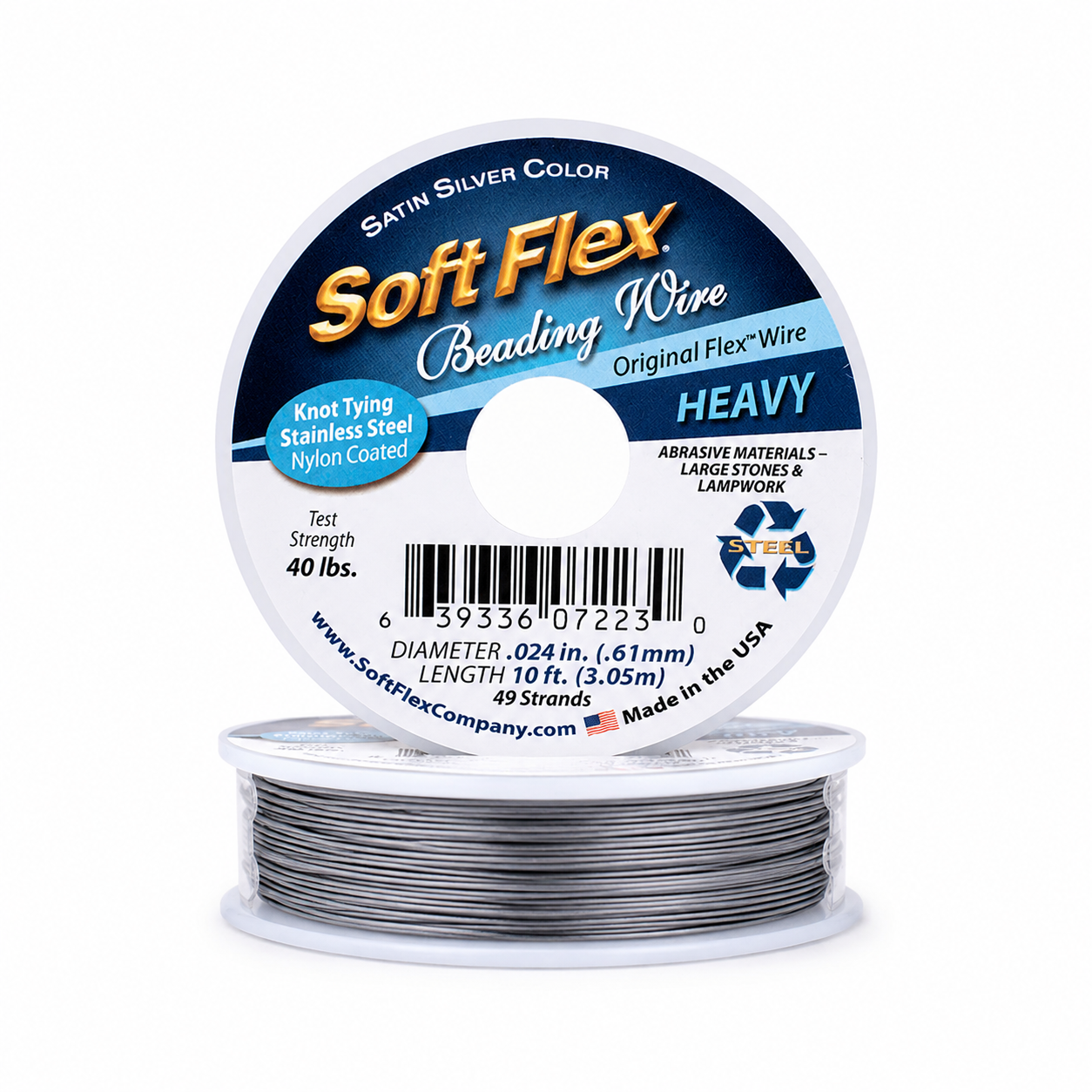 Soft Flex Satin Silver Beading Wire - 10ft