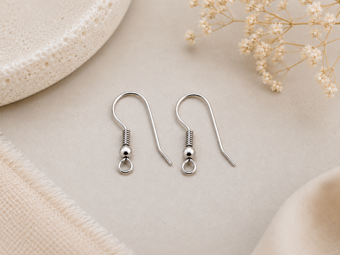 Stainless Steel Ear Wires - Ball & Coil