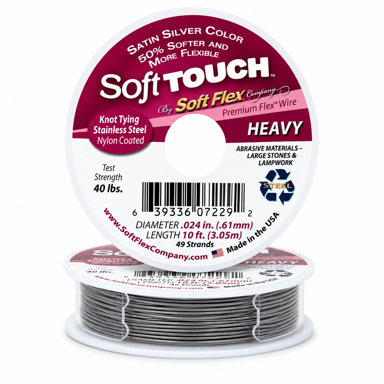 Soft Touch Satin Silver Beading Wire - 10ft