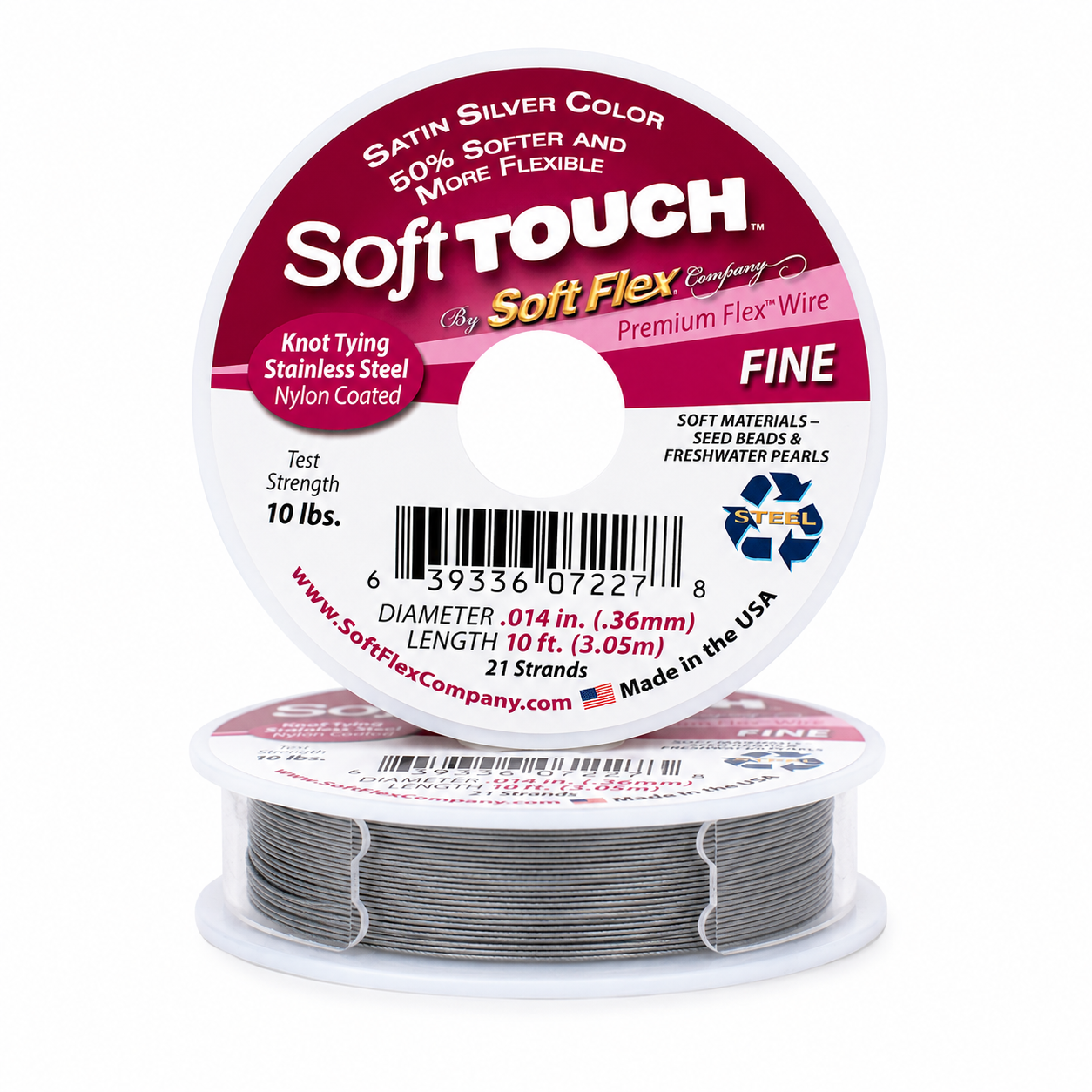 Soft Touch Satin Silver Beading Wire - 10ft