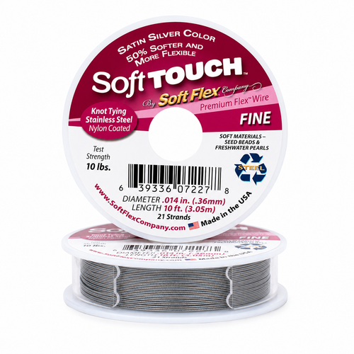 Soft Touch Satin Silver Beading Wire - 10ft