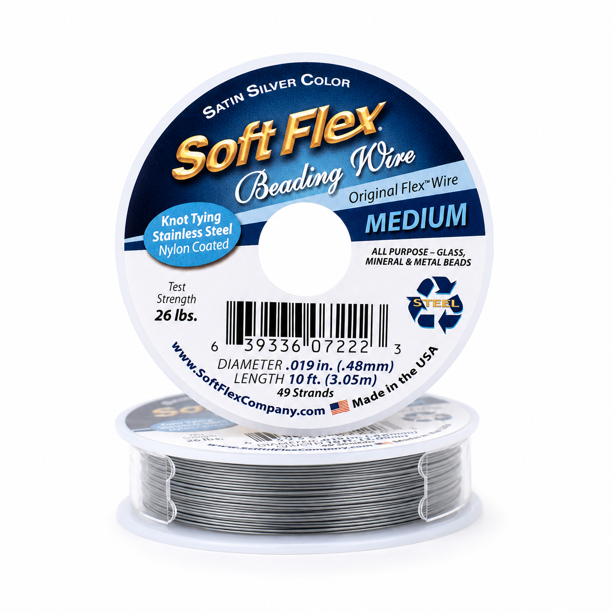 Soft Flex Satin Silver Beading Wire - 10ft