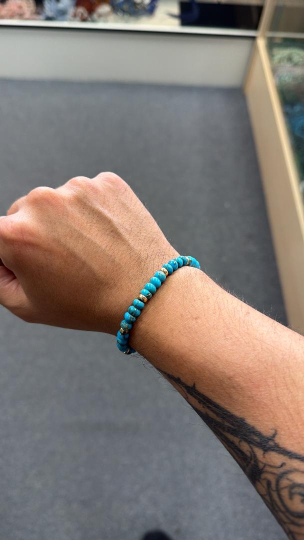 Egyptian Turquoise Rondelle Beads 4mm  AA Grade